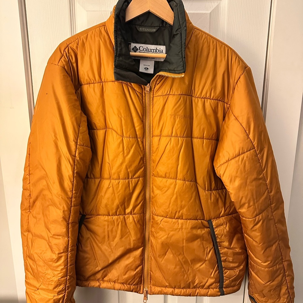 Columbia Burnt Orange Quilted Puffer Jacket, Men’s XL